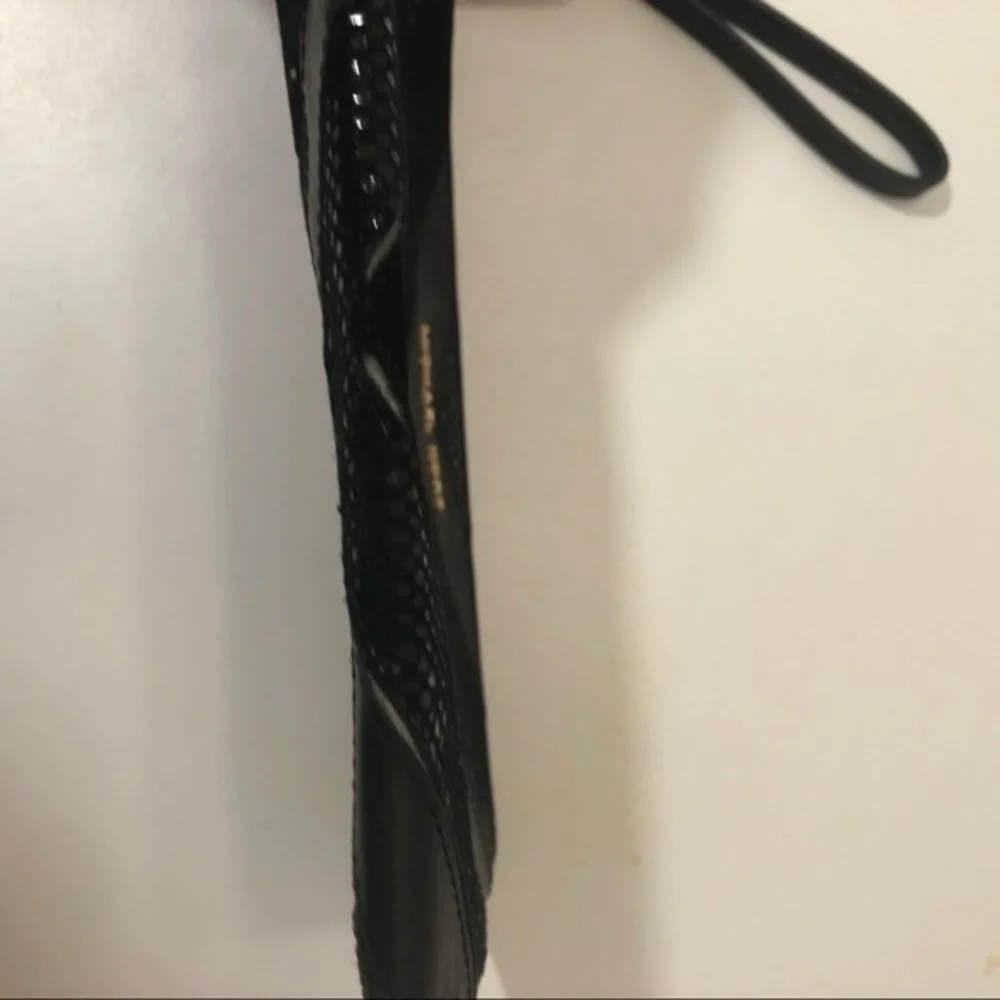 Michael kors black chevron multi texture wristlet